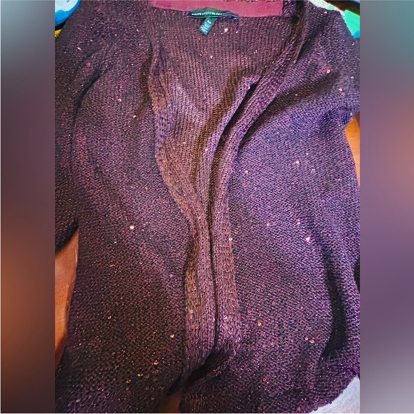 White House Black Market Breathable Light Burgundy Sequin Cardigan size XS - Picture 4 of 8